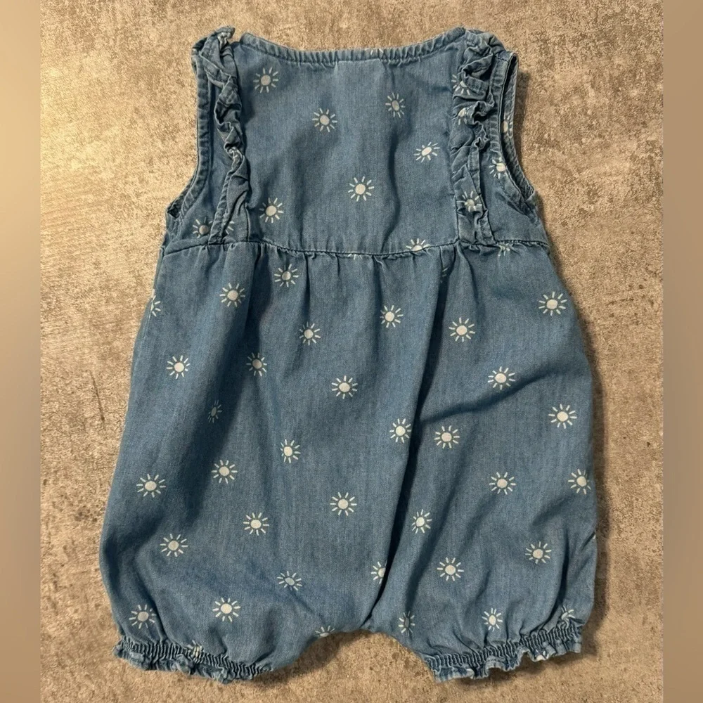 Carters Girls 3 Months Chambray Snap-Up Romper